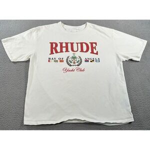 Rhude Bay Of Angels Shirt Mens XL White Yacht Club Tee Grunge Short Sleeve